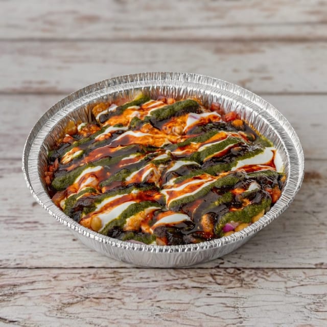 Chicken Keema Samosa Chaat.