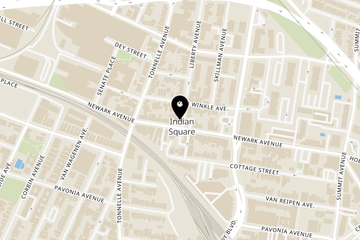 Map showing the location of Samosa Paradise on 804 Newark Ave in Jersey City